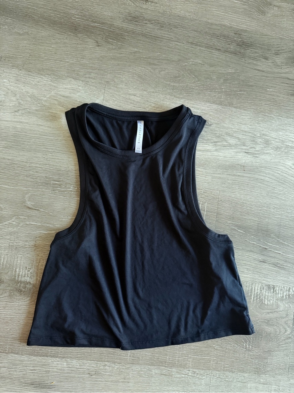 Fabletics Women's Black Racerback Crop Tank Top